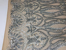 Matte Silver Sequins Lace Fabric On Nude Mesh, DAMASK Design Embroidered On 4 way Stretch Sequin By The Yard -Prom-Gown ( Choose The Size )