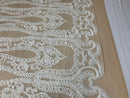White Sequins Lace Fabric On Nude Mesh, DAMASK Design Embroidered On 4 way Stretch Sequin By The Yard -Prom-Gown ( Choose The Size )