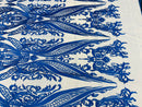 Royal Blue Lace Fabric, Corded Lace Embroidery on a Mesh Lace Fabric By The Yard For Gown, Wedding-Bridal-Dress (Choose The Size)