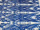Royal Blue Lace Fabric, Corded Lace Embroidery on a Mesh Lace Fabric By The Yard For Gown, Wedding-Bridal-Dress (Choose The Size)