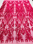 Fuchsia Lace Fabric, Corded Lace Embroidery on a Mesh Lace Fabric By The Yard For Gown, Wedding-Bridal-Dress (Choose The Size)