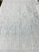 White Lace Fabric, Corded Lace Embroidery on a Mesh Lace Fabric By The Yard For Gown, Wedding-Bridal-Dress (Choose The Size)