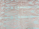 Pink Lace Fabric, Corded Lace Embroidery on a Mesh Lace Fabric By The Yard For Gown, Wedding-Bridal-Dress (Choose The Size)