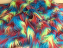 Faux Fur Fabric - Faux Fake Fur 3 Tone Rainbow Decoration Soft Furry Fabric 60" Wide Sold By The Yard (Choose The Size)