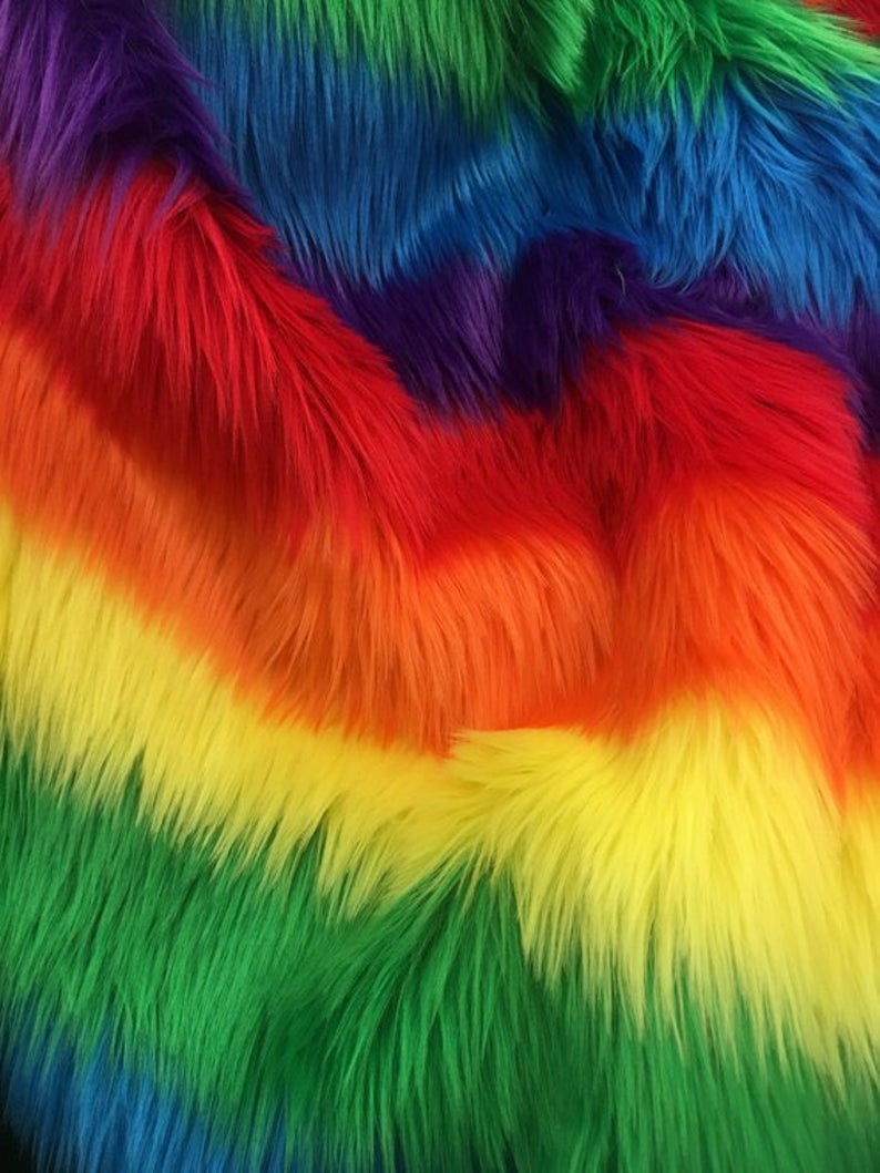 Rainbow Faux Fur Fabric - Faux Fake Fabric Decoration Soft Furry Fabric 60" Wide Sold By The Yard (Choose The Size)