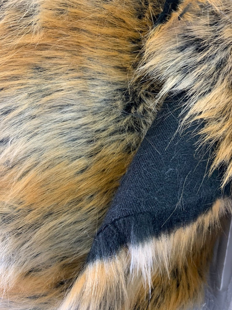 Faux Fur Fabric FOX Canadian Striped Fake Faux Fur Fabric 60" Wide Sold By The Yard (Choose The Size)