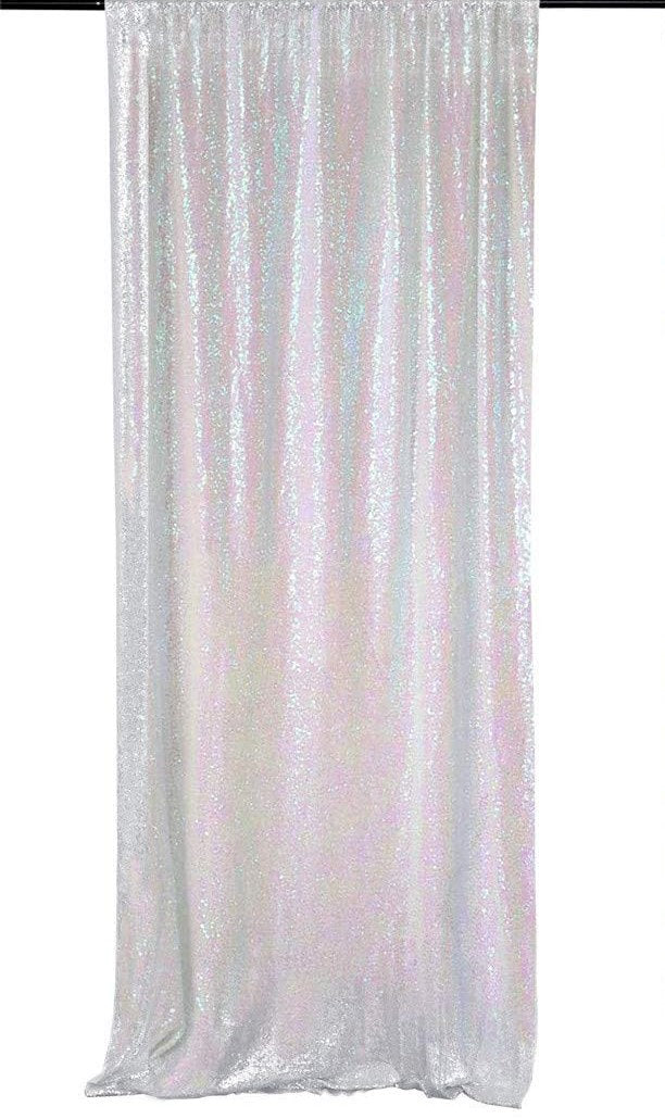 Iridescent Pink/White 1 PANEL, 4 Ft Wide Curtain Mini Glitz Sequins Backdrop Drape Curtain Mini Glitz Sequin,  [Choose The Measurements]