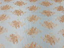 Peach Floral Lace Fabric, Embroidery on a Mesh Lace Fabric By The Yard For Gown, Wedding-Bridal-Dress