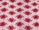 Burgundy Floral Lace Fabric, Embroidery on a Mesh Lace Fabric By The Yard For Gown, Wedding-Bridal-Dress