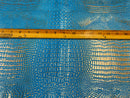 Faux Crocodile Print Vinyl Fabric - Silver / Blue  - High Quality Vinyl Sold by The Yard