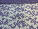 Lilac Floral Lace Fabric, Embroidery With Sequins on a Mesh Lace Fabric By The Yard For Gown, Wedding-Bridal (Choose The Quantity)
