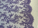 Lilac Floral Lace Fabric, Embroidery With Sequins on a Mesh Lace Fabric By The Yard For Gown, Wedding-Bridal (Choose The Quantity)