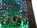 Iridescent Green Sequin on Black Stretch Velvet With Luxury Reversible Sequins Shining Sequins 2-way Stretch 58/60” (Choose The Measure)