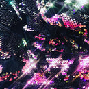 Iridescent Purple Sequin on Black Stretch Velvet With Luxury Reversible Sequins Shining Sequins 2-way Stretch 58/60” (Choose The Measure)