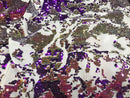 Iridescent Purple Sequin on White Stretch Velvet With Luxury Reversible Sequins Shining Sequins 2-way Stretch 58/60” (Choose The Measure)