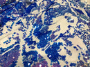 Iridescent Lavender Sequin on White Stretch Velvet With Luxury Reversible Sequins Shining Sequins 2-way Stretch 58/60” (Choose The Measure)