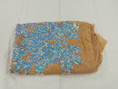 Iridescent aqua Sequin Lace Fabric On Nude Mesh Damask Design Embroidered On 4 way Stretch Sequin By The Yard -Prom-Gown ( Choose The Size )