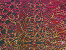 Sequin Fabric - Orange / Fuchsia - 4 Way Stretch Royalty Lace Sequin By Yard
