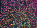 Sequin Fabric - Orange / Fuchsia - 4 Way Stretch Royalty Lace Sequin By Yard
