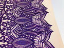 Holographic Purple Sequin Royalty Design on Blush 4 Way Stretch Sequin Fabric Spandex Mesh-Prom-Gown By The Yard
