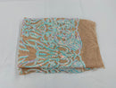 Iridescent aqua Sequins Lace Fabric On Nude Spandex Mesh 4way Stretch Damask Design Embroidered With Sequin By Yard-Prom-Gown (Pick a Size)
