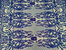 4 Way Stretch Fabric Design - Iridescent Lavender on Nude - Fancy Net Sequins Design Fabric By Yard