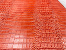 Faux Crocodile Print Vinyl Fabric - Orange - Sold by The Yard (Pick a Size)