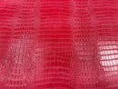 Faux Crocodile Print Vinyl Fabric - Red - High Quality Vinyl Sold by The Yard