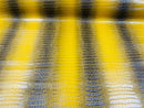 Faux Crocodile Print Vinyl Fabric - Yellow / Black - High Quality Vinyl Sold by The Yard