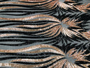 Angel Wings Sequins Fabric - Black / Rose Gold - 4 Way Stretch Feather Wings Sequins Design By Yard