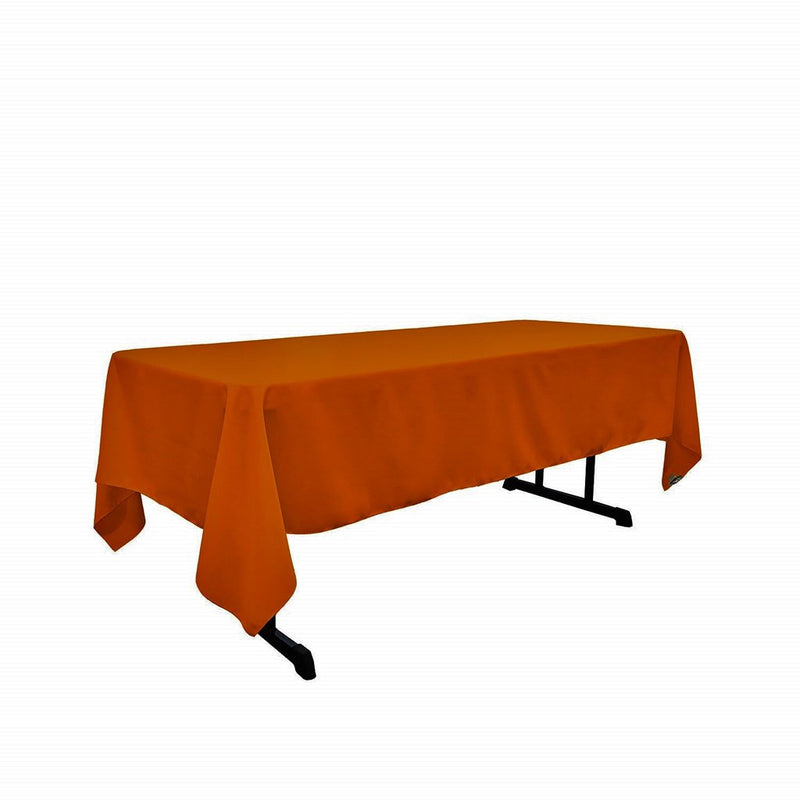 60" Wide Burnt Orange Polyester Poplin Rectangular Tablecloth, Polyester Rectangular Cloth Table Covers for All Events (Pick a Size)