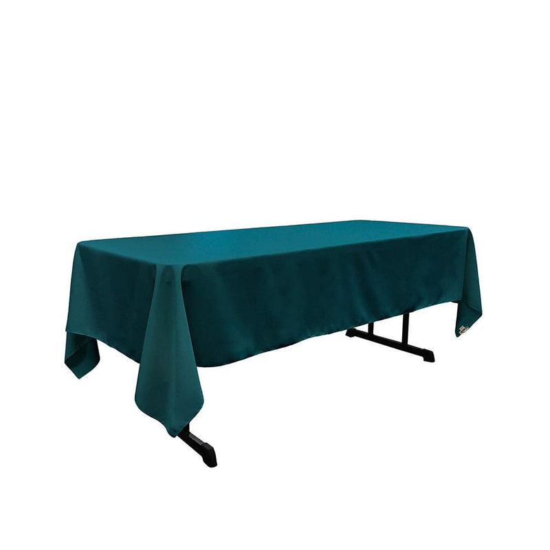 60" Wide Dark Teal Polyester Poplin Rectangular Tablecloth, Polyester Rectangular Cloth Table Covers for All Events (Pick a Size)