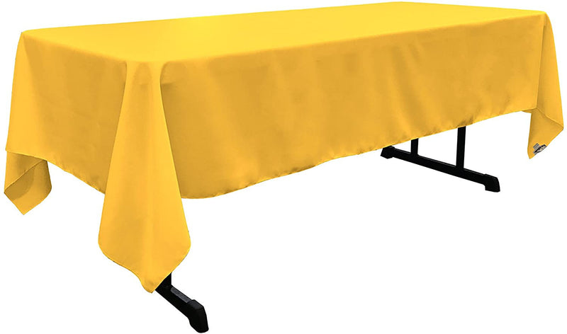 60" Wide Dark Yellow Polyester Poplin Rectangular Tablecloth, Polyester Rectangular Cloth Table Covers for All Events (Pick a Size)
