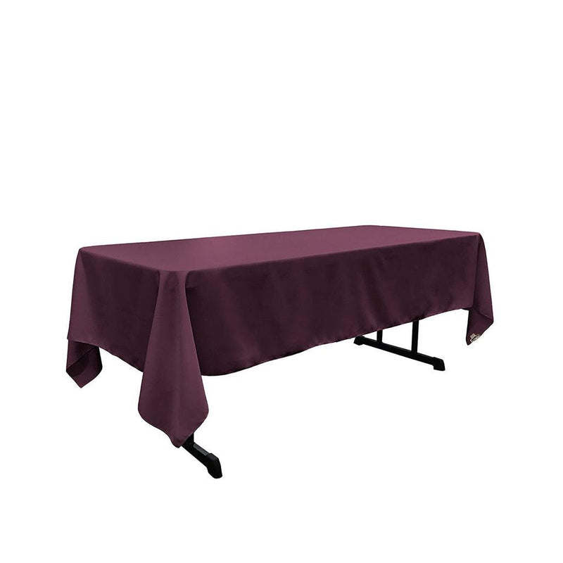 60" Wide Eggplant Polyester Poplin Rectangular Tablecloth, Polyester Rectangular Cloth Table Covers for All Events (Pick a Size)