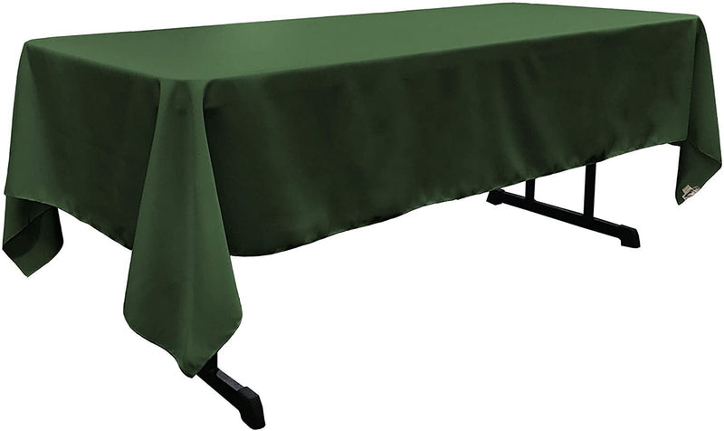 60" Wide Hunter Green Polyester Poplin Rectangular Tablecloth, Polyester Rectangular Cloth Table Covers for All Events (Pick a Size)