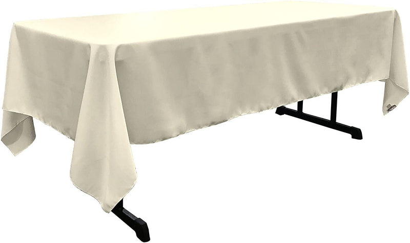 60" Wide Ivory Polyester Poplin Rectangular Tablecloth, Polyester Rectangular Cloth Table Covers for All Events (Pick a Size)