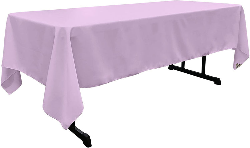 60" Wide Light Lilac Polyester Poplin Rectangular Tablecloth, Polyester Rectangular Cloth Table Covers for All Events (Pick a Size)