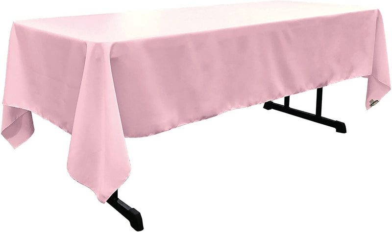 60" Wide Light Pink Polyester Poplin Rectangular Tablecloth, Polyester Rectangular Cloth Table Covers for All Events (Pick a Size)