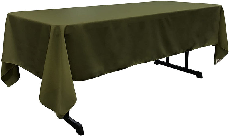 60" Wide Olive Polyester Poplin Rectangular Tablecloth, Polyester Rectangular Cloth Table Covers for All Events (Pick a Size)