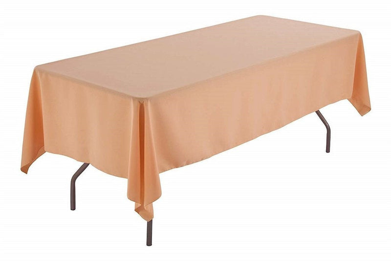 60" Wide Peach Polyester Poplin Rectangular Tablecloth, Polyester Rectangular Cloth Table Covers for All Events (Pick a Size)