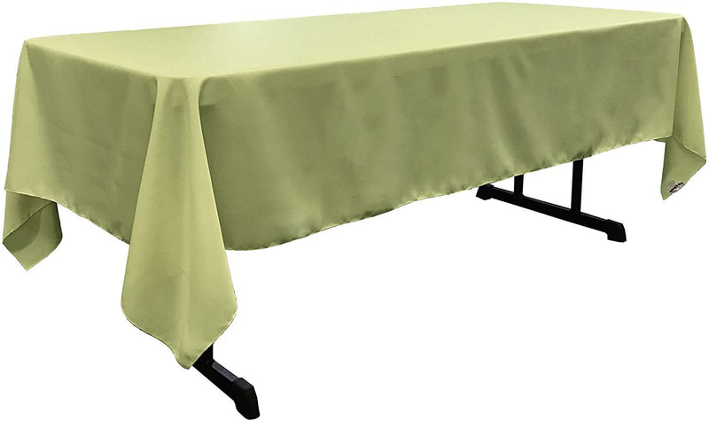 60" Wide Sage Polyester Poplin Rectangular Tablecloth, Polyester Rectangular Cloth Table Covers for All Events (Pick a Size)