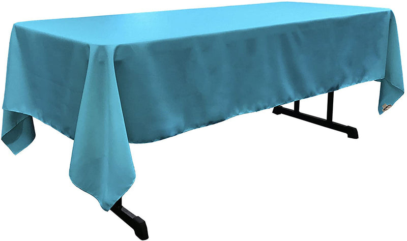 60" Wide Turquoise Polyester Poplin Rectangular Tablecloth, Polyester Rectangular Cloth Table Covers for All Events (Pick a Size)