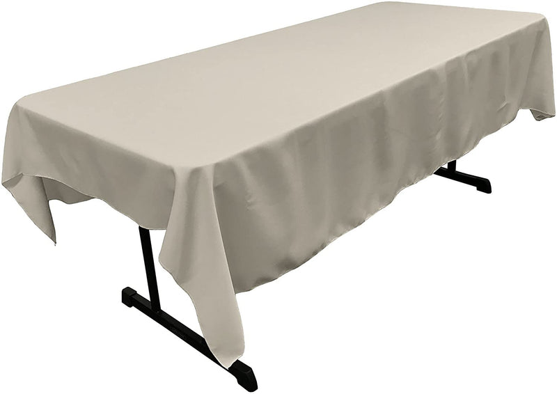 60" Wide Silver Polyester Poplin Rectangular Tablecloth, Polyester Rectangular Cloth Table Covers for All Events (Pick a Size)