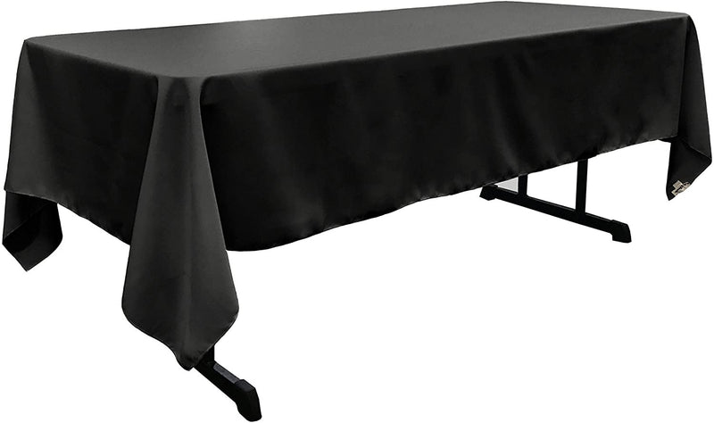 60" Wide Black Polyester Poplin Rectangular Tablecloth, Polyester Rectangular Cloth Table Covers for All Events (Pick a Size)
