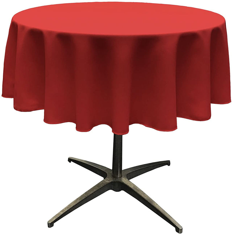 Round Tablecloth - Red - Polyester Poplin Tablecloth - Banquet Cloth, Wrinkle Resistant (Pick a Size)