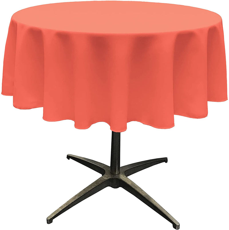 Round Tablecloth - Coral - Polyester Poplin Tablecloth - Banquet Polyester Cloth, Wrinkle Resistant(Pick a Size)