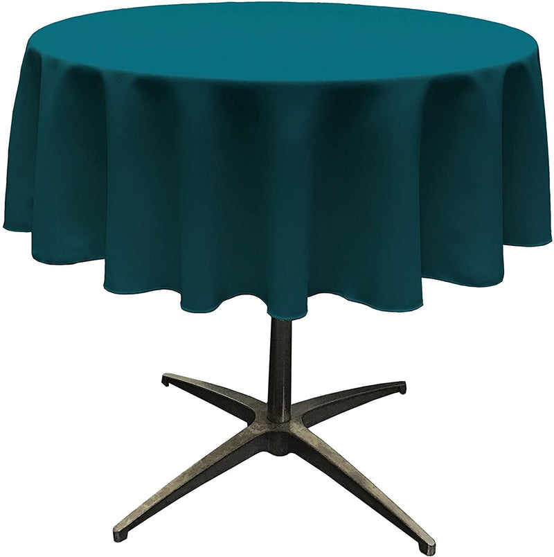 Round Tablecloth - Dark Teal - Polyester Poplin Tablecloth - Banquet Polyester Cloth, Wrinkle Resistant(Pick a Size)
