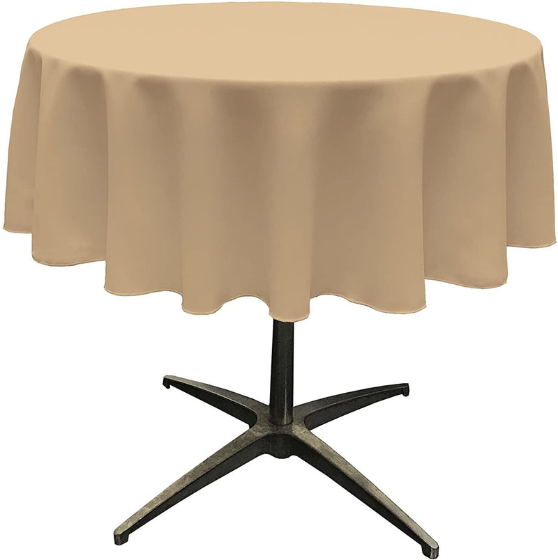 Round Tablecloth - Khaki - Polyester Poplin Tablecloth - Banquet Polyester Cloth, Wrinkle Resistant(Pick a Size)