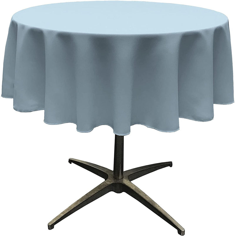 Round Tablecloth - Light Blue - Polyester Poplin Tablecloth - Banquet Polyester Cloth, Wrinkle Resistant(Pick a Size)