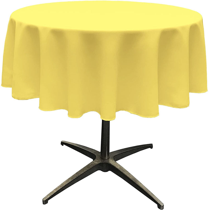 Round Tablecloth - Light Yellow - Polyester Poplin Tablecloth - Banquet Polyester Cloth, Wrinkle Resistant(Pick a Size)